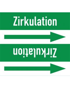 Rohrleitungskennzeichnung-Zirkulation-gruen-weiss