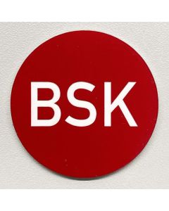 Graviertes Resopalschild rund D=40mm BSK-rot-weiss